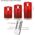 thumbnail image 6 of Flameless Battery Operated LED Candles with10key Button Remote Control 24-Hour Timer Set of 3 Electric Flickering Pillar Real Wax，Wedding, Party, Home Decoration (Red), 6 of 6
