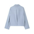 thumbnail image 3 of FRSASU Women Long Sleeve Jacket Fall Casual Zipper Lapel loose Solid Color Long Sleeved Jacket Top Sky Blue, 3 of 3