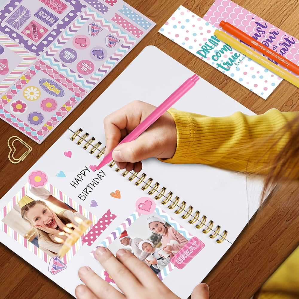 HTAKE 6" x 8" DIY Journal Scrapbooking Kit, Girls 8+ 29 Pieces