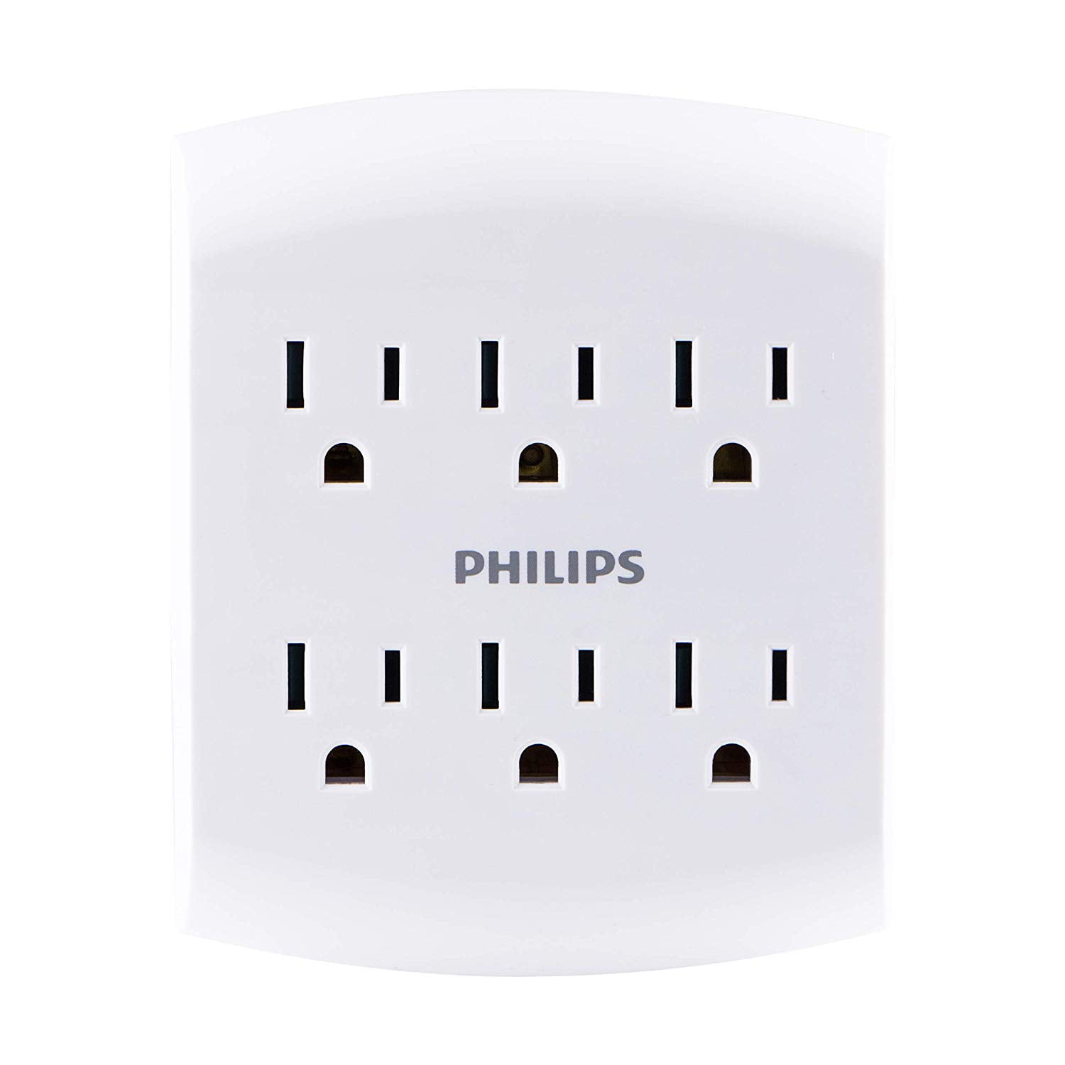 Philips 6 Outlet Outlet Adapter, Wall Tap Power Strip, Tamper Resistant