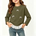 thumbnail image 7 of Cethrio Girls Long Sleeve Tops, Crew Neck Casual Knitted Pullover Kids Fall Undershirts Army Green Size 7-8 T, 7 of 7