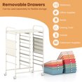 thumbnail image 3 of 15-Drawer Rolling Storage Cart with Metal Tabletop and Pegboard, Scrapbook Paper Office School Organizer,Macaron, 3 of 8