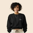thumbnail image 3 of Dalix Be Kind Embroidered Fleece Relaxed Boxy Fit Long Sleeve Crewneck Sweatshirt Womens in Black XL X-Large, 3 of 5