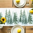 thumbnail image 3 of Forest Green Cotton Linen Table Runner for Dining Kitchen, Spring Summer Watercolor Pine Tree Wedding Outdoor Party Tablerunners Decoration, Dresser Scarf Coffee Tablecloth Runners 13x36 Inches, 3 of 9