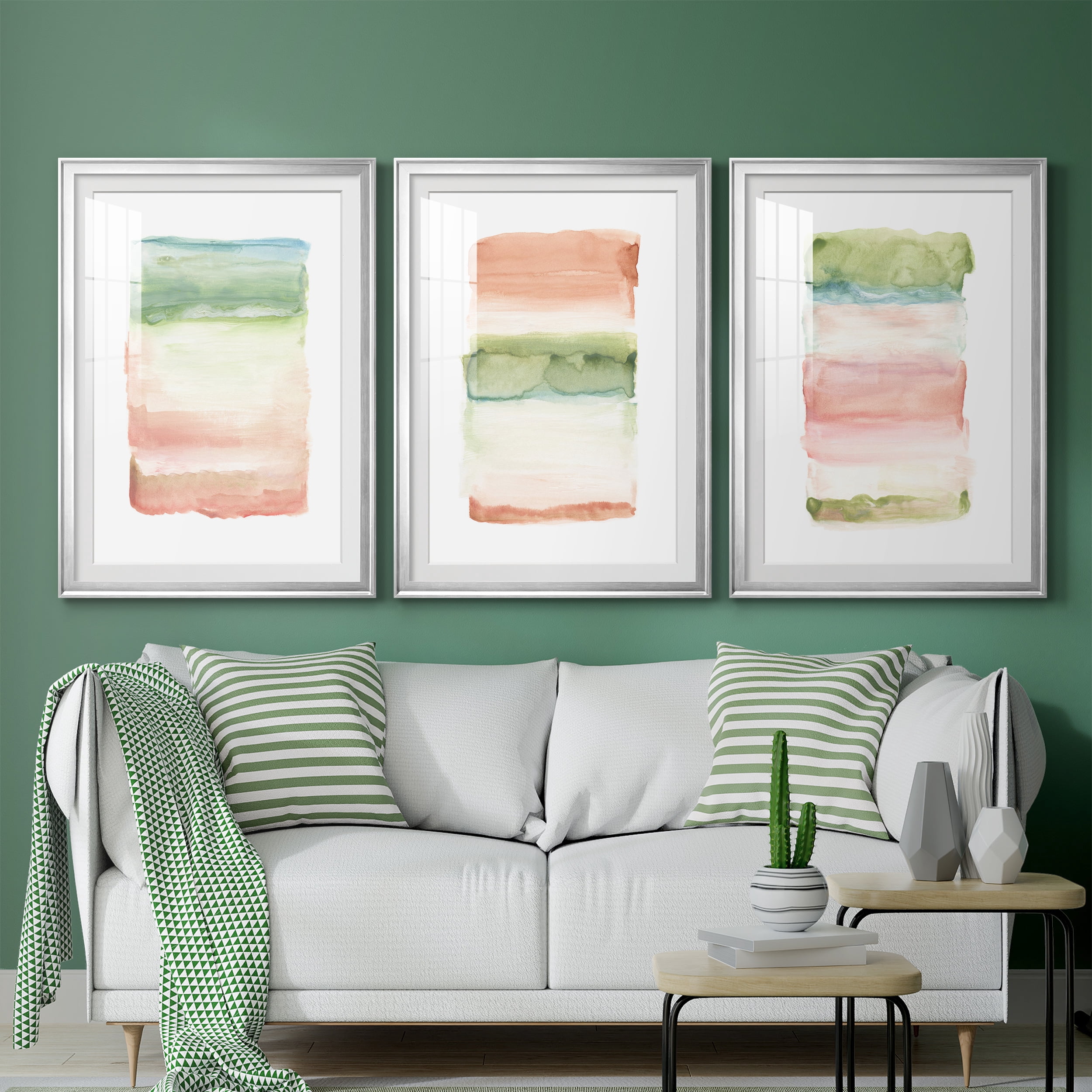 Skye I Premium Framed Prints Set of 3 - Ready to Hang - 26.5 x 36.5 Each - Silver Frame