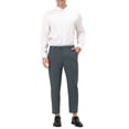 thumbnail image 2 of Lars Amadeus Men's Formal Flat Front Skinny Office Prom Cropped Dress Pants, 2 of 6