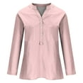 thumbnail image 3 of ICHUANYI Clearance Women's Summer Casual Long Sleeve Blouse V Neck Solid Tops T-Shirt(Pink, XXL) ICHUANYI WER2023081013122, 3 of 4