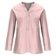 thumbnail image 3 of ICHUANYI Clearance Women's Summer Casual Long Sleeve Blouse V Neck Solid Tops T-Shirt(Pink, XL) ICHUANYI WER2023081013125, 3 of 4