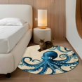 thumbnail image 3 of Vintage Blue Octopus Large Area Rugs for Bedroom Living Room, Soft Non Slip Carpet Bedside Rug, Summer Coastal Ocean Wave Round Floor Cover Kitchen Accent Rug 3.3' for Dining Room/Office, 3 of 9