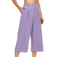 thumbnail image 2 of Pantalones de Pierna Ancha de Cintura Alta para las Mujeres de Verano Pantalones Casuales de Color Sólido, Longitud Larga con Bolsillos Laterales, 2 of 8