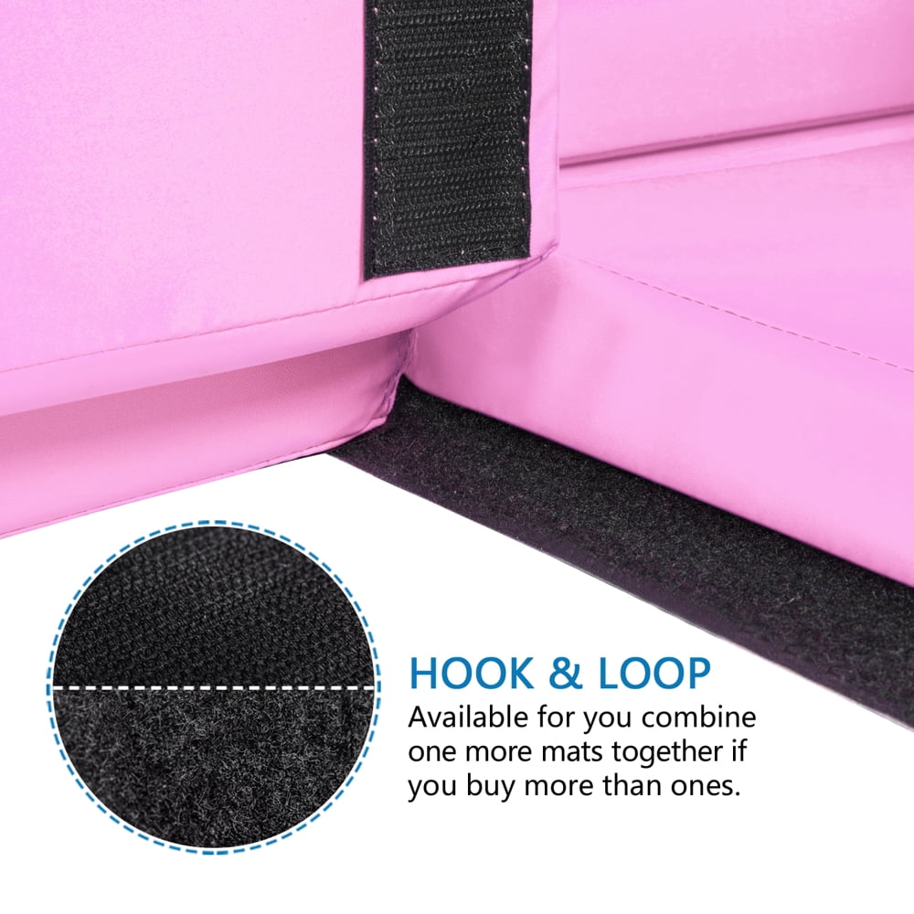 Matladin 6' Folding Tri-Fold Gymnastics Gym Exercise Aerobics Mat, 6ft x 2ft x 2in PU Leather Tumbling Mats(Pink)