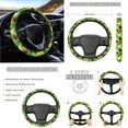thumbnail image 3 of Yuyamidu Cute Ladybug Car Seat Cover Full Set of 14 Flower Steering Wheel Cover Green Seat Belt Covers Trash Can Rear View Mirror Cover Center Console Pad Cup Coasters Handbrake Cover Set, 3 of 7