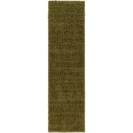 Anti Static Carpet Well Woven Soft Fluffy Non-Skid/Slip Rubber Back Antibacterial Shag Rug 2x7 (2' x 7'3 Runner) Solid Color Print Pistachio Green Area Rug Carpet ()