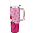 thumbnail image 2 of 40oz Hello Kawaii Cat Cute Stainless Steel Tumbler with Lid and Straw,Spill Proof Travel Cup Double Wall Vacuum Insulated Coffee Mug with Handle Pink, 2 of 7