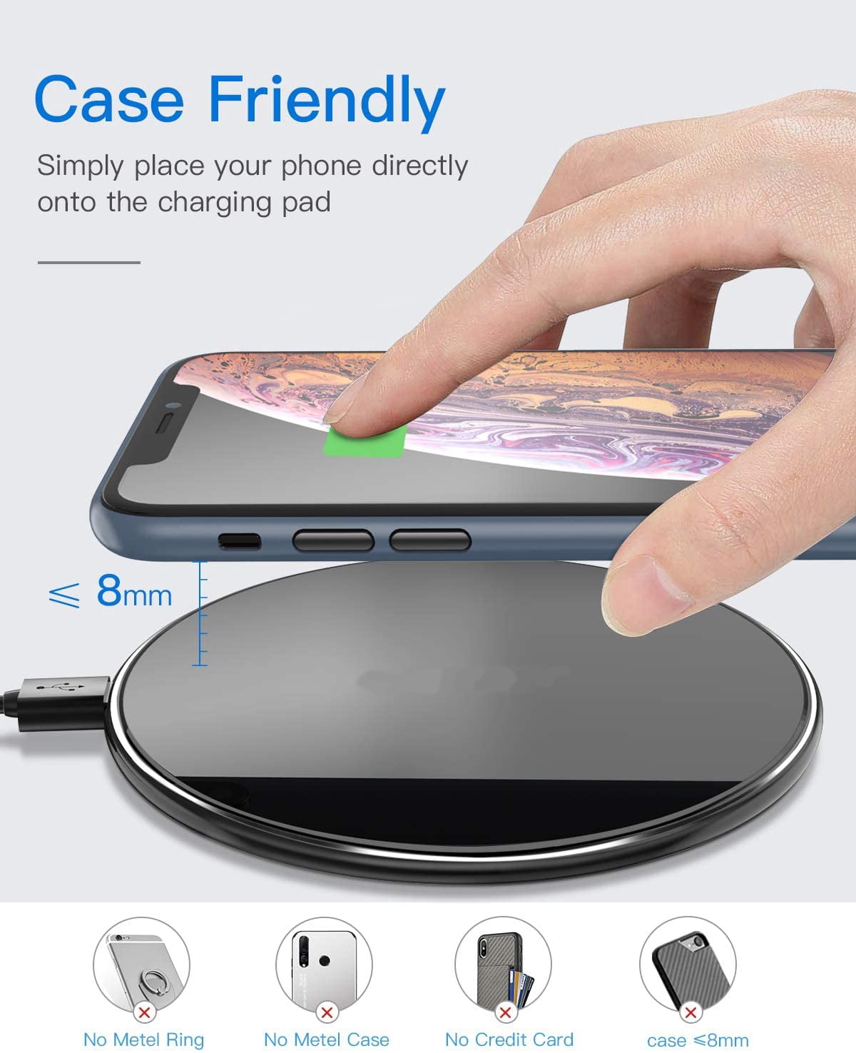 15W Wireless Charger Compatible With iPhone 16e/17e - Fast Charging Pad Slim Quick Charge