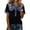 Black #003, variant on Womens Buttons Decor Patchwork Western Shirts Denim Splicing Summer Tops Collared V Neck Dressy T-Shirt Red M