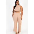 thumbnail image 2 of Plus Size Ribbed Mock Neck Crop Tank Top& Bootcut Pants Set, 2 of 5