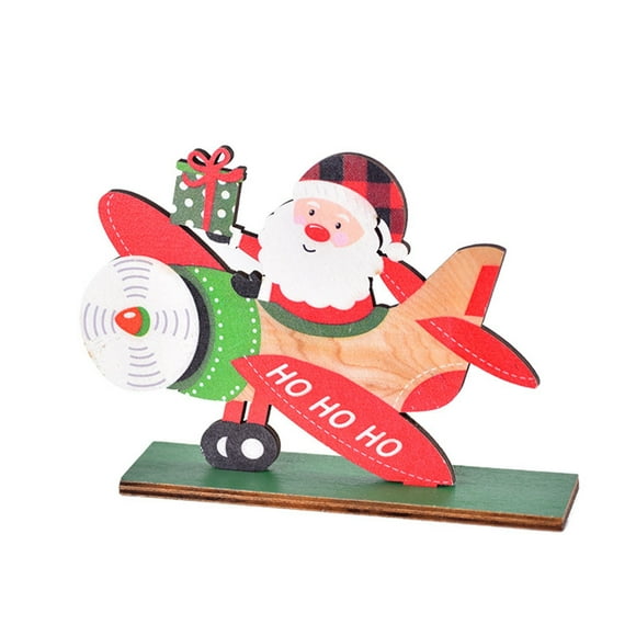 kjfeif Christmas Tree Decorations Wooden Milu Deer Plane Santa Table Top Ornaments Car Crafts Christmas Santa Kits Decorations Christmas Party Holiday