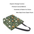 thumbnail image 3 of FORMRS Womens Canvas Tote Bag with Zipper Inner Pocket Shoulder Handbag, Green Flowers Pattern, 3 of 7