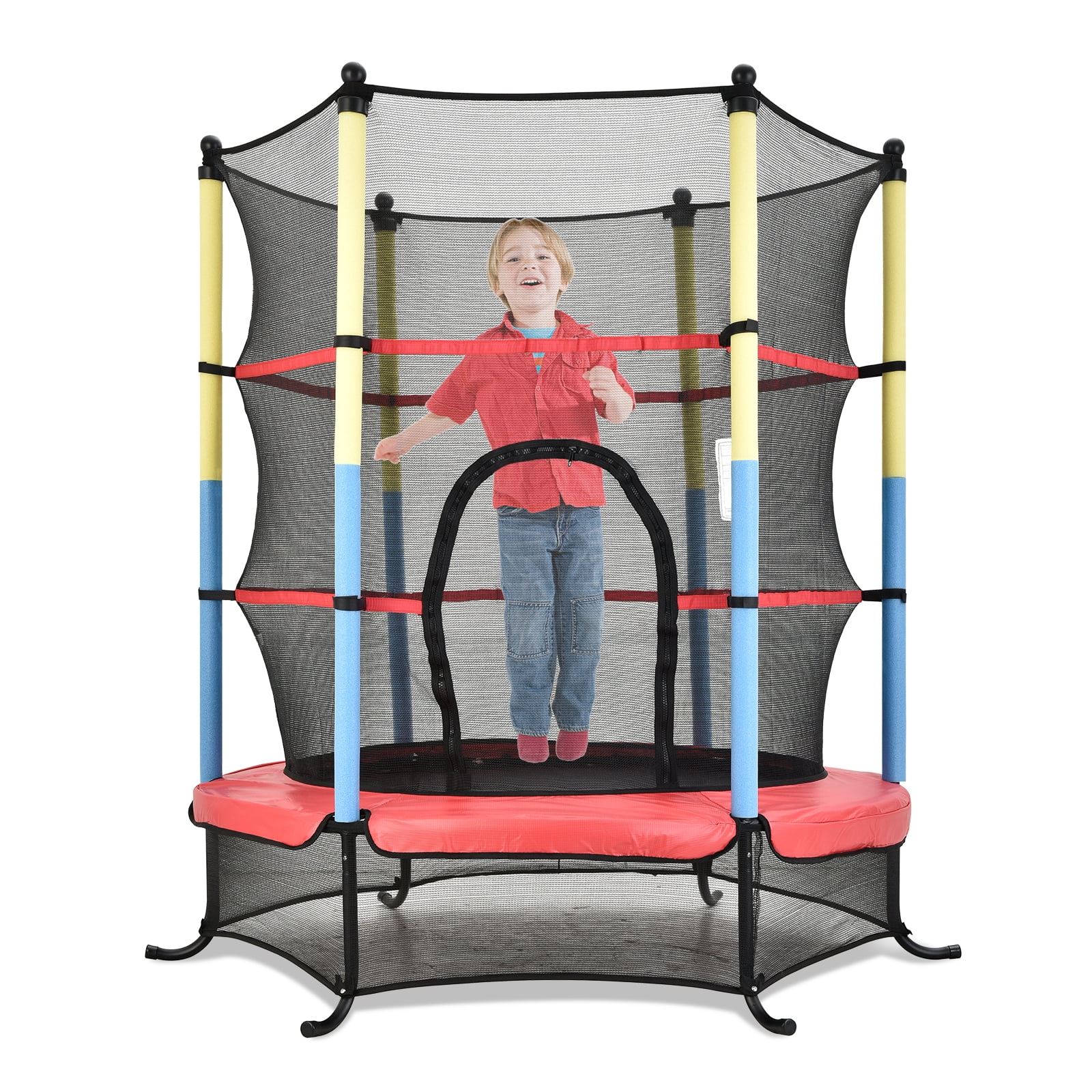 Youth Jumping Round Trampoline 5FT Exercise W/Safety Pad Enclosure Combo Kid Toy 