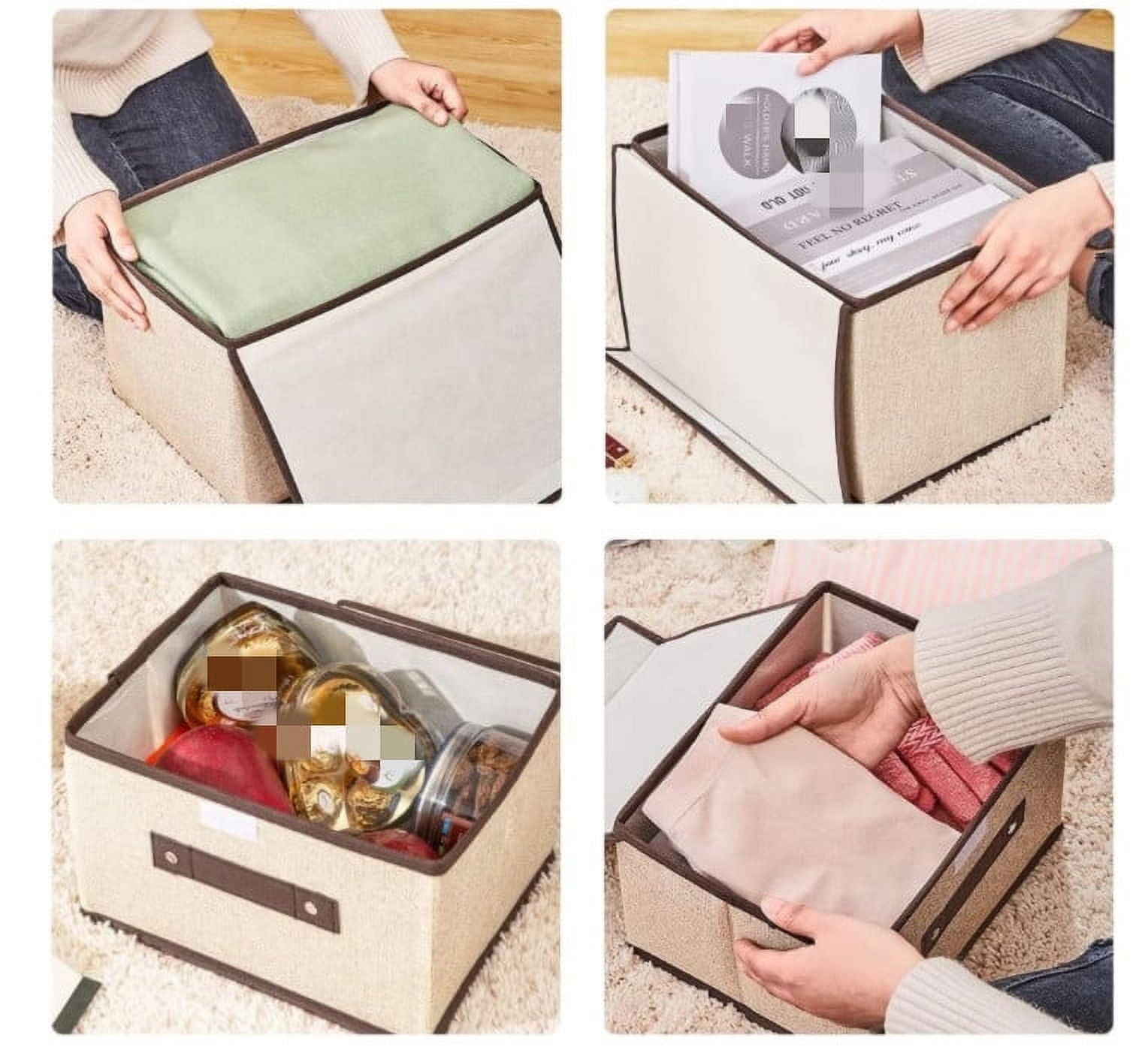 Foldable Storage Boxes with Lids,10" x 7.5" Fabric Storage Bins with Lids, Toys Organizers, Closet Organizers for Clothes Storage, Room Organization, Office Storage, Toys - (Khaki,1 Pack)