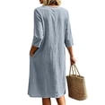 thumbnail image 6 of HBGVBA 3/4 Sleeve V Neck Dresses for Women Soft Lace Neck Loose Casual Midi Dress with Pockets, 6 of 6