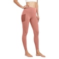 thumbnail image 5 of Women's Soft Fabric Yoga Pants for Women, Mid Elastic Waist Slim Fit Leggings, Pockets, High Stretch, Comfortable Workout Athletic Gym Fitness Running Casual | VerBelle,Pink M, 5 of 6