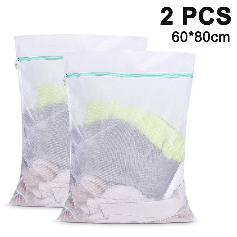 Xelparuc 2pcs Laundry Bag for Washing Machine Reusable Fine Mesh Laundry Net with Zip for Fleece Blanket Bed Linen Curtains Bedding, Men's, Size: XL, 90*110cm