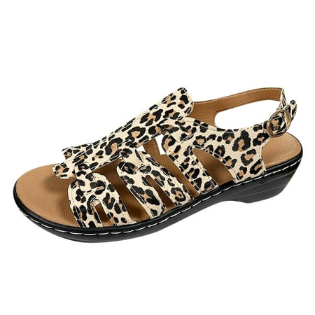 

Dpityserensio Women s Flat Shoes Ladies Beach Sandals Summer Non-Slip Causal Slippers Brown 8.5(41)