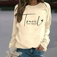 thumbnail image 4 of Women's Sweatshirts 2025 Travel Is My Therapy Sweatshirt Long Sleeve Crewneck Loose Pullover Tops Sweatshirt for Women, 4 of 6