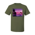 thumbnail image 2 of Wild Bobby, Majestic Dolphins Jumping During Sunset, Animal Lover, Men Graphic Tees, Military Green, Medium, 2 of 3