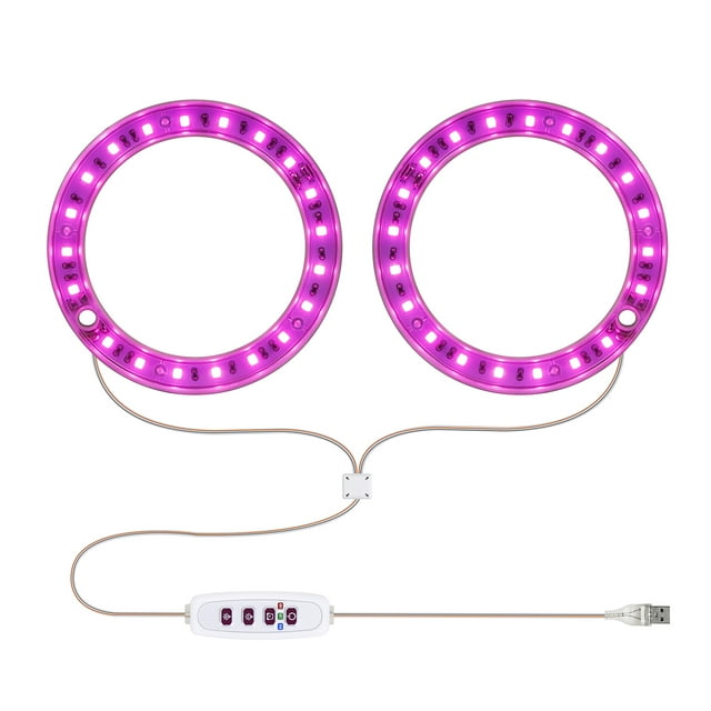 Graflsoa Lumière de Culture de Plantes LED Spectre Rose Réglable avec Alimentation USB, 20 Perles, Minuterie et 5 Niveaux de Luminosité pour Succulentes, Design à Double Tête