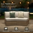 thumbnail image 4 of Jocisland Patio Conversation Set, 3 Piece Half-Moon Sectional Round Patio Furniture Set, Wicker Sofa Set, for Backyard Patio Garden, Beige, 4 of 7