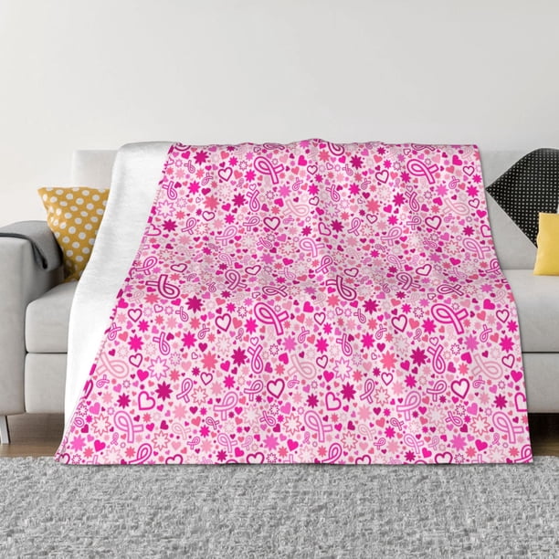 Fotbe Breast Cancer Awareness2 Manta de Franela con Estampado, Manta Ultrasuave para Cama, Sofá, Auto, Hipoalergénica y Antibolitas-50"x40"
