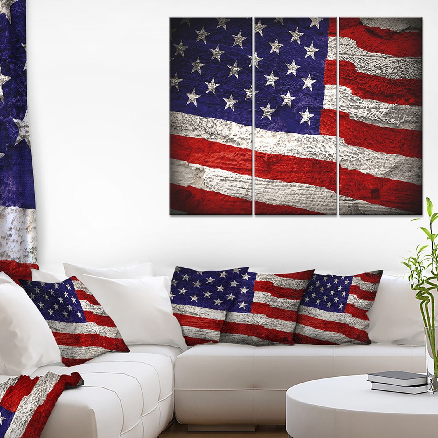 Design Art Grand Drapeau Américain Aquarelle Art Sur Toile