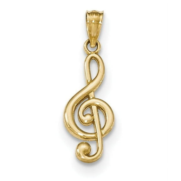 14k Yellow Gold Treble Clef Pendant Charm Necklace Musical Fine Jewelry For Women Gifts For Her