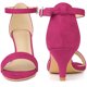 thumbnail image 2 of Sandalias de tacón bajo con correa en el tobillo y puntera abierta para mujer Rosa caliente 39, 2 of 6