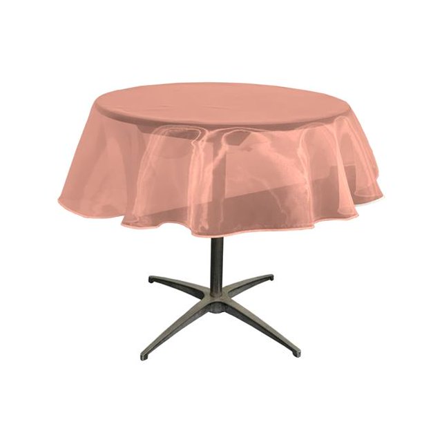 LA Linen TCOrgz51R-CoralO15 Nappe Ronde en Organza Transparent, Corail - 51 Po.