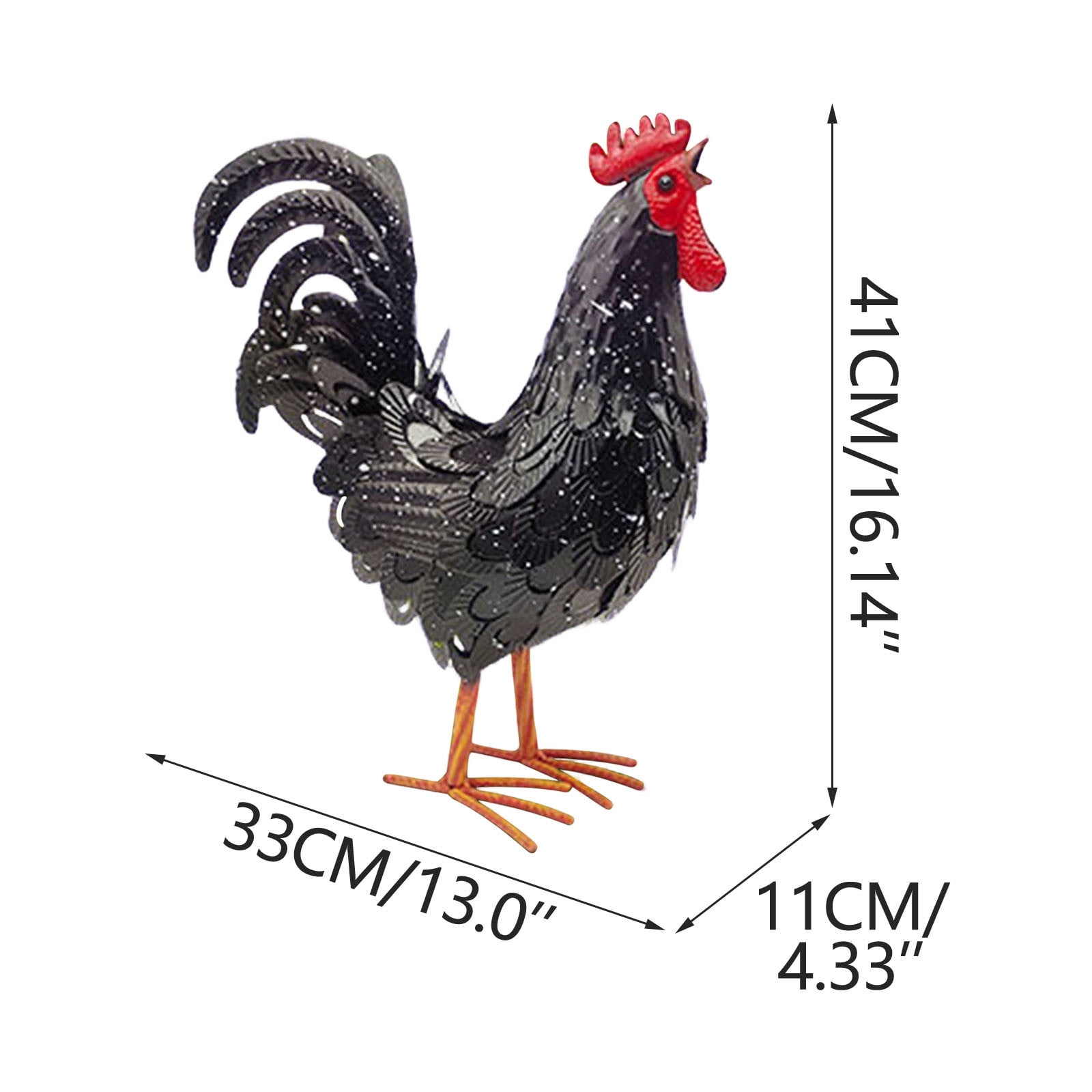 DAMAI Metal Rooster Yard Art Statue - 16 In Outdoor Chicken Statue Decoration For Patio Lawn Garden, 3D Rooster Garden Statues, Chicken Yard Art Sculpture Outdoor Figurines, Metal Chicken Decor