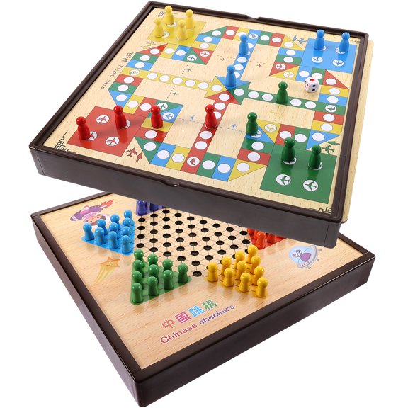 Gong 1 set of Table Chess Toys Funny Chess Toys Table Board Toys Portable Wooden Chess Toys Random Style