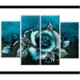 thumbnail image 1 of 4pcs Abstract Teal Rose Floral Oil Canvas Flower Print Wall Painting Home, 1 of 8