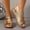 Gold, variant on PiGOGI Women's Casual Metallic Sandals Wedge Sole Adjustable Strap Summer Comfortable Walking Shoes Glamorous Evening Style White 9.5