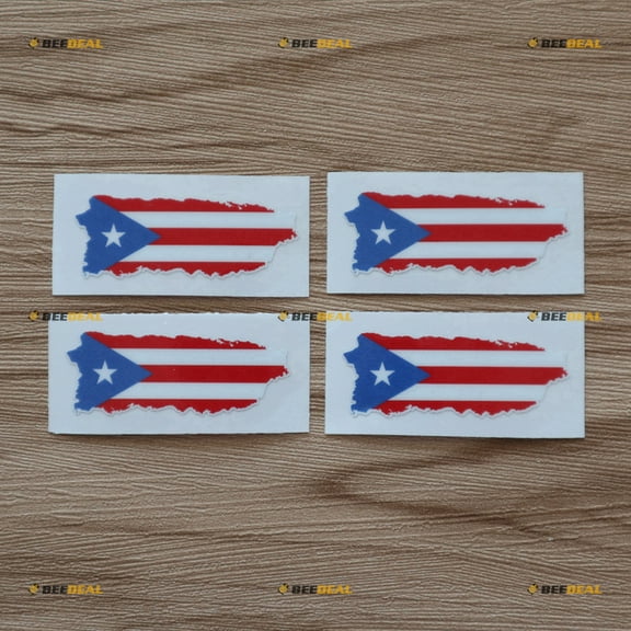 4X Glossy 2" Flag Map of Puerto Rico PR Decal Sticker Car Vinyl