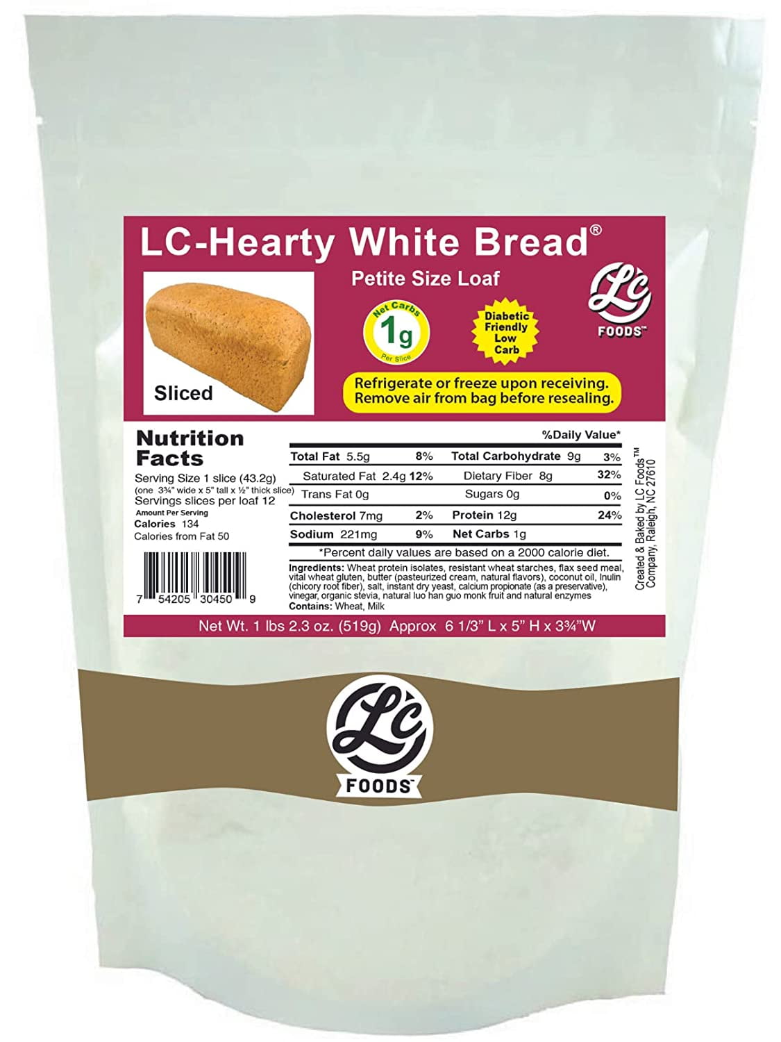 Low Carb Hearty White Bread | Keto | No Sugar | Diabetic Friendly | for Toasts, Sandwiches & Snacks (12 Slice)