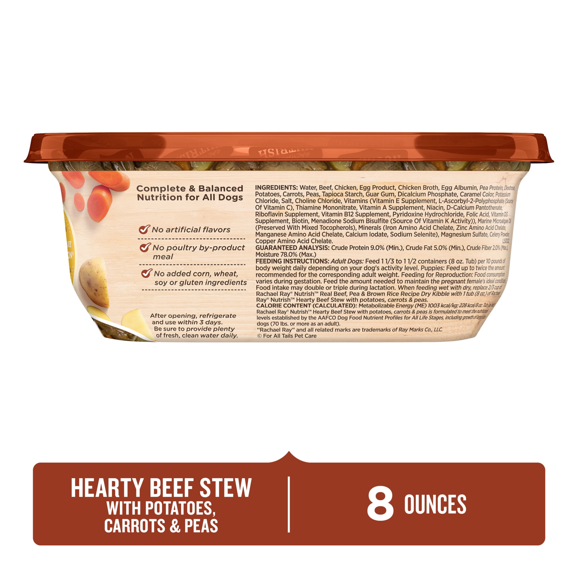 (4 pack) Rachael Ray Nutrish Wet Dog Food, Hearty Beef Stew Recipe, 8 oz. Tub