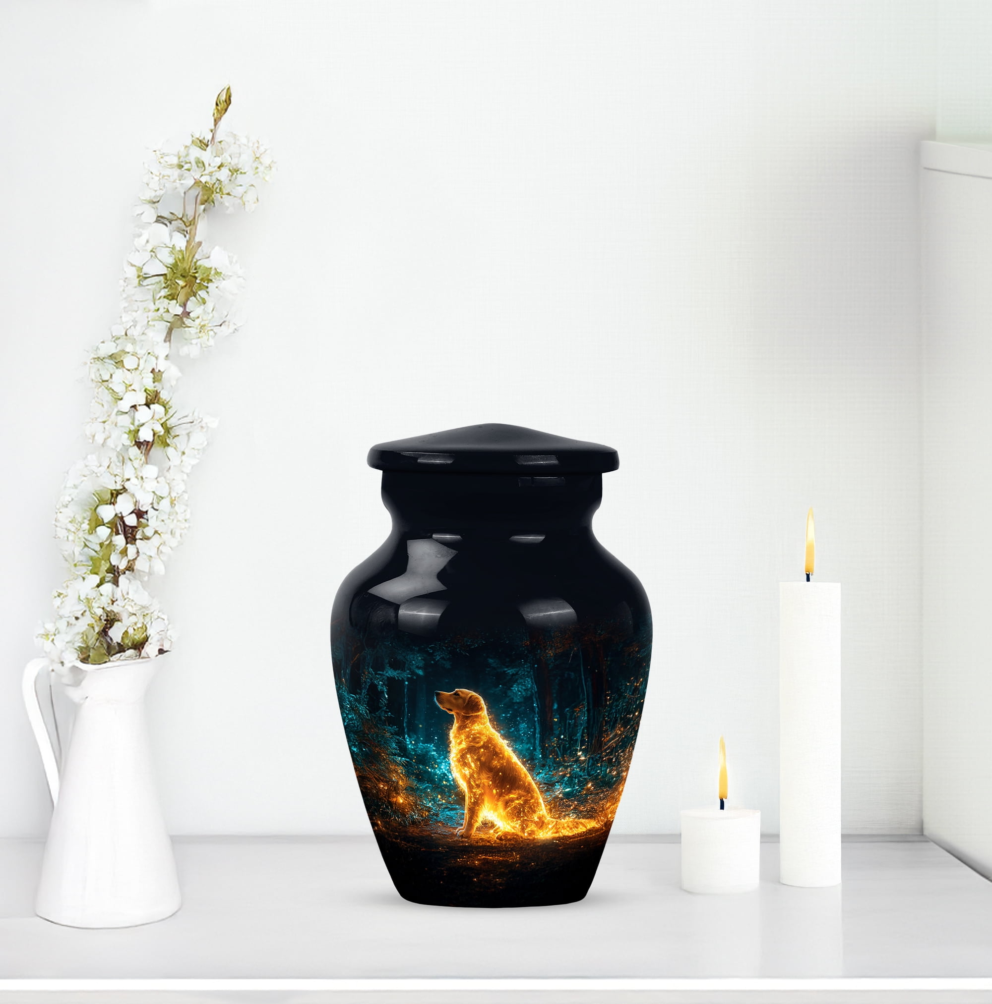 Dog Cremation Urns For Human Ashes Adult Female Small 3 Inch, Black Cremation Urns For Adult, Blue Urn Keepsake Human Ashes