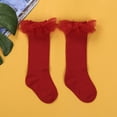 thumbnail image 3 of ITFABS Girl Solid Color Tube Socks, Anti-slip Warm Calf Sock with Mesh Ruffle, 3 of 8