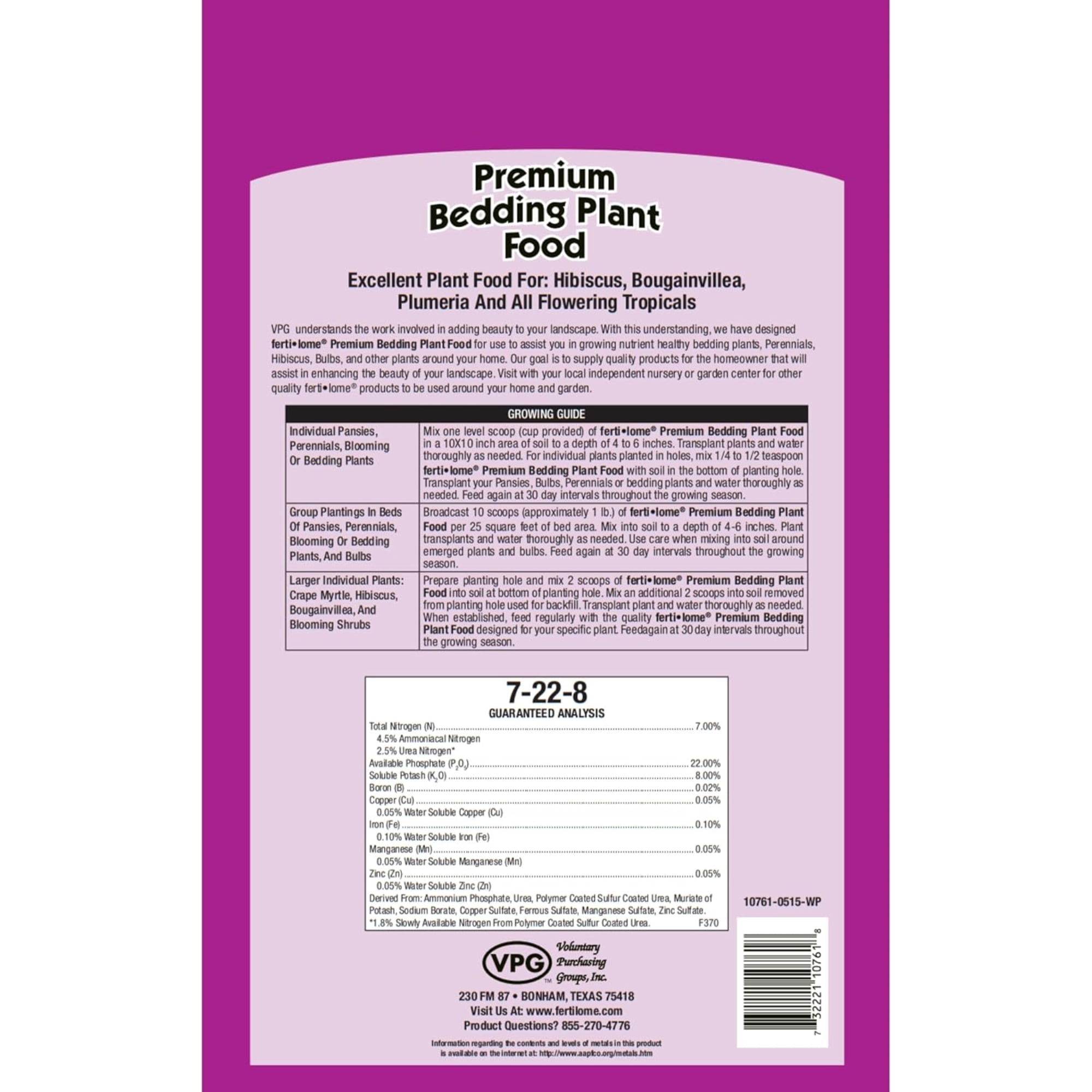 Fertilome Premium Bedding Plant Food 7-22-8, 3.25lbs