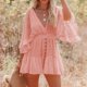thumbnail image 1 of WILLBEST Vestidos Floreados para Mujer Vestido Bohemio de Mujer, Mangas Acampanadas, Escote En V Profundo, Cintura Alta, Encaje, Fruncido, Vestido de Playa Chica, 1 of 3
