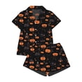 thumbnail image 5 of MuXiKeJi Clothes Halloween Pjs Women Plus Size,Womens Satin Pajamas Set Button Down 2 Piece Silk Pjs Shorts Set Ruffle Lingerie Notch Collar Sleepwear,Women Halloween Nightgown, 5 of 5